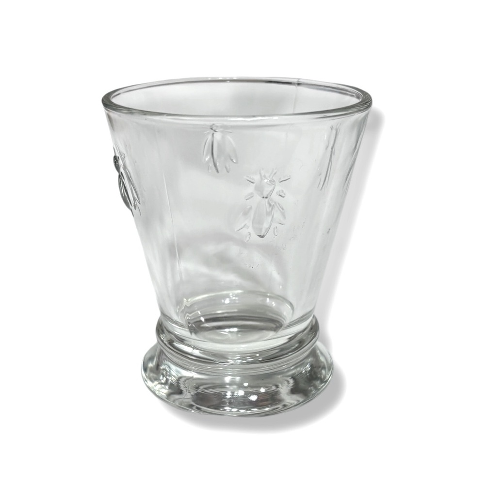 LA ROCHERE 9 Ounce Flat Clear Glass Tumbler Bee Design